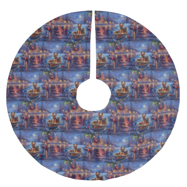 Biewer Terrier jul - festlig resa Julgransmatta Borstad Polyester (Framsidan)