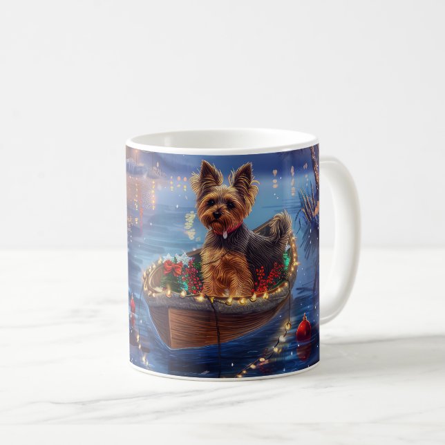 Biewer Terrier jul - festlig resa Kaffemugg (Framsida höger)