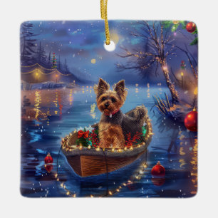 Biewer Terrier Julfestliga resa Julgransprydnad Keramik