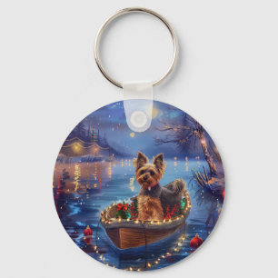Biewer Terrier Julfestliga resa Nyckelring