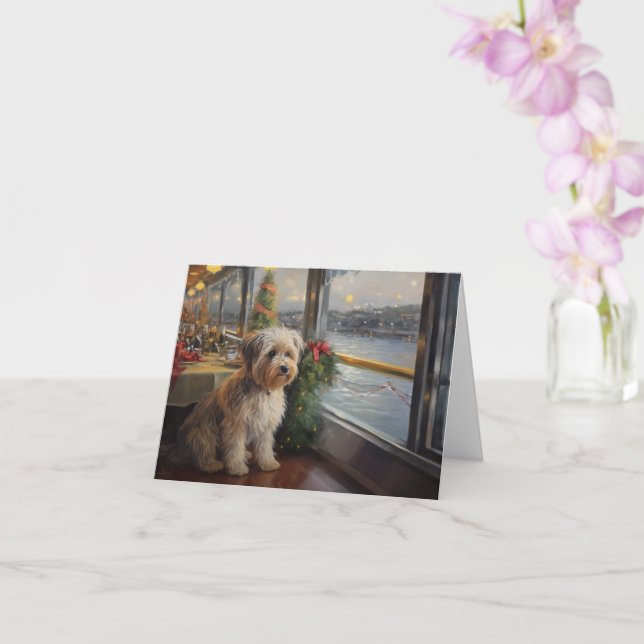 Biewer Terrier-julpaus: Pawsome Helgdag Kort (Orkide)