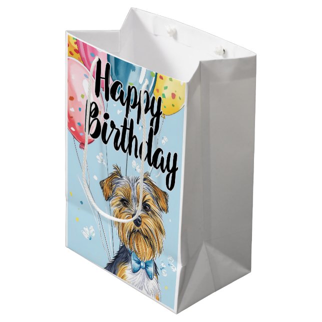 Biewer Terrier med ballonger (Framsidan Vinklad)