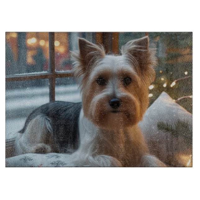 Biewer Terrier med julbelysning Holiday (Framsidan)