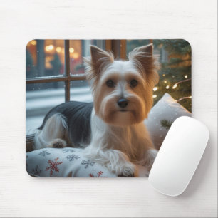 Biewer Terrier med julbelysning Holiday Musmatta