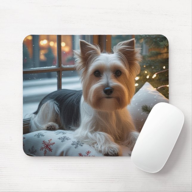 Biewer Terrier med julbelysning Holiday Musmatta (Med mus)