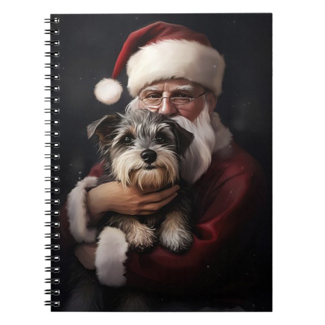 Biewer Terrier med Jultomten-julafton Anteckningsbok (Framsidan)