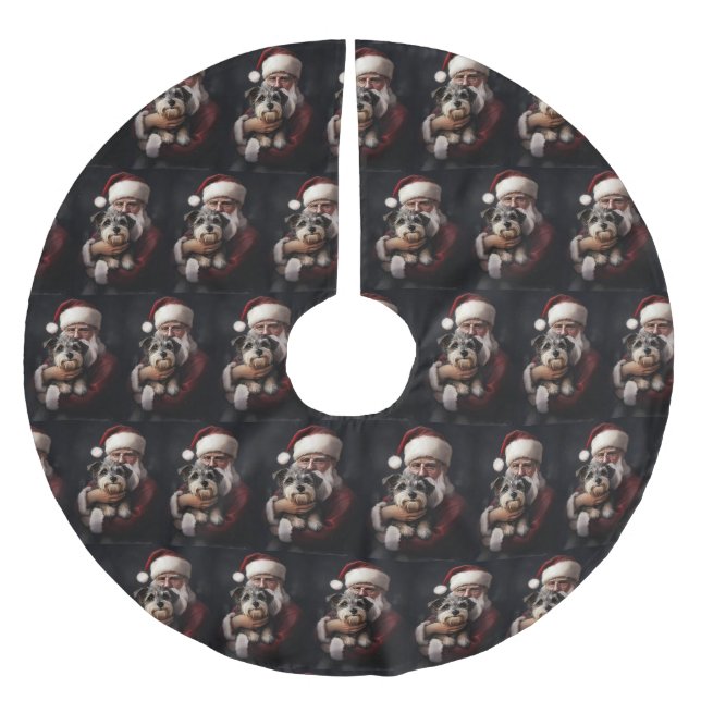 Biewer Terrier med Jultomten-julafton Julgransmatta Borstad Polyester (Framsidan)