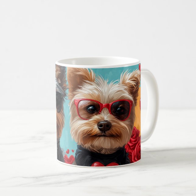 Biewer Terrier med Ro hjärtans dag Kaffemugg (Framsida höger)