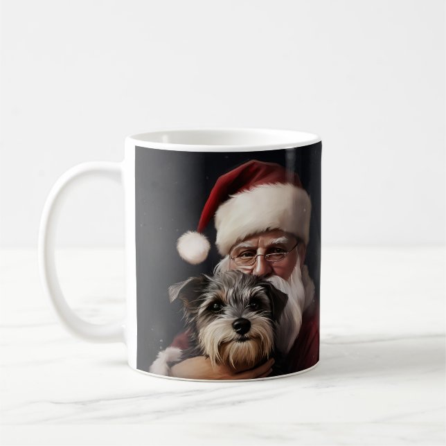 Biewer Terrier med Tomte Festiv Jul Kaffemugg (Vänster)