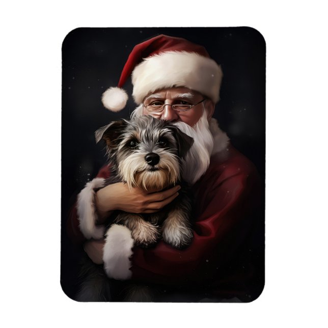 Biewer Terrier Med Tomte Festiv Jul Magnet (Vertikal)
