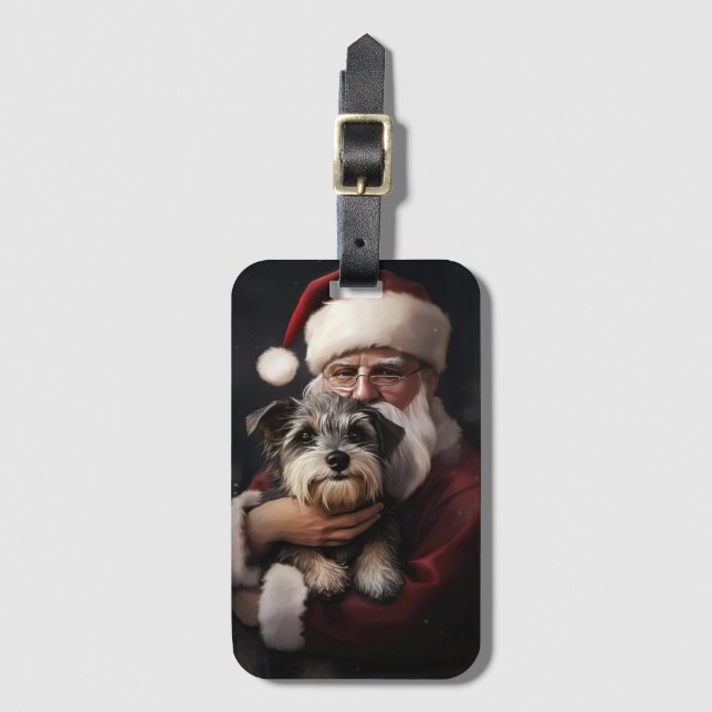 Biewer Terrier med tomte festlig jul Bagagebricka (Framsida vertikal)