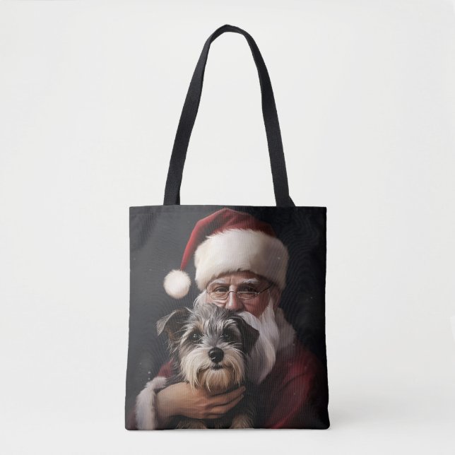 Biewer Terrier med Tomte Festlig jul Tygkasse (Framsida)