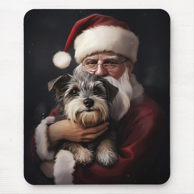 Biewer Terrier med Tomte Julfirande Jul Musmatta (Framsidan)