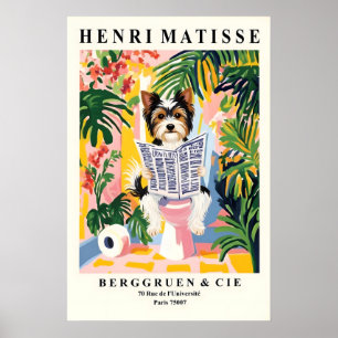 Biewer Terrier på en toalett - Rolig Matisse Print Poster