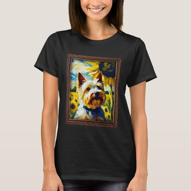 Biewer Terrier Painting Sunflower Flower Mom Women T Shirt (Framsida)