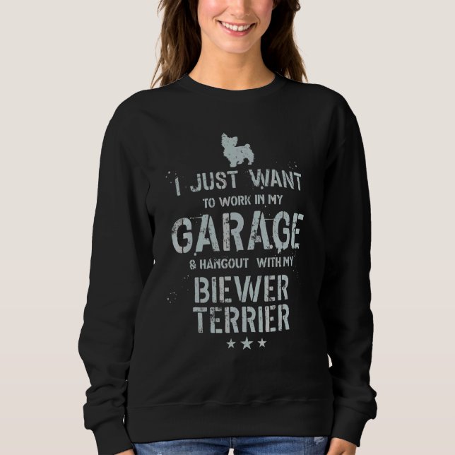 Biewer Terrier Pappa Garage Män Hänger T Shirt (Framsida)