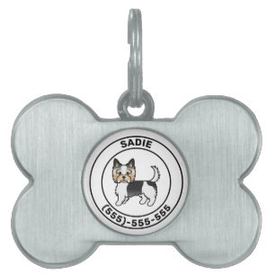 Biewer Terrier Serieteckning Hund Med Namn & Numme ID-bricka Husdjur
