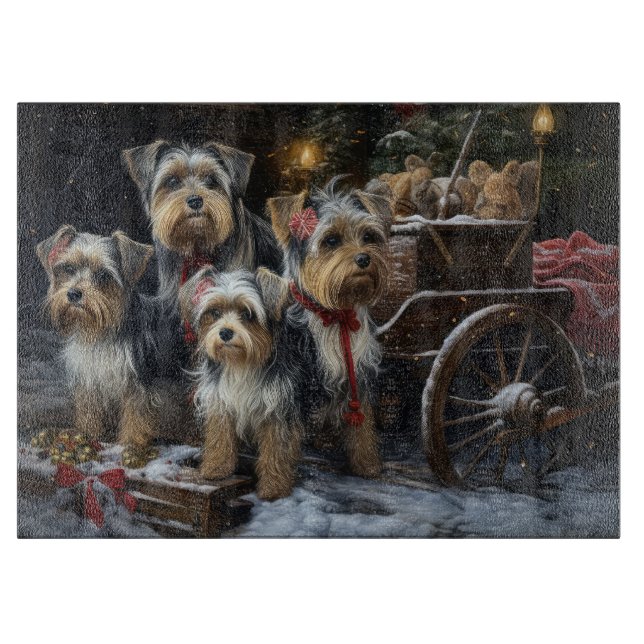 Biewer Terrier Snöig släde Juldekoration (Framsidan)