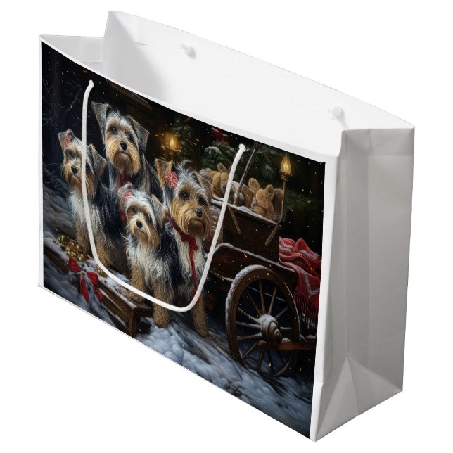 Biewer Terrier Snöig släde Juldekoration (Framsidan Vinklad)
