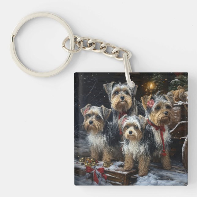 Biewer Terrier Snöig släde juldekoration (Framsidan)