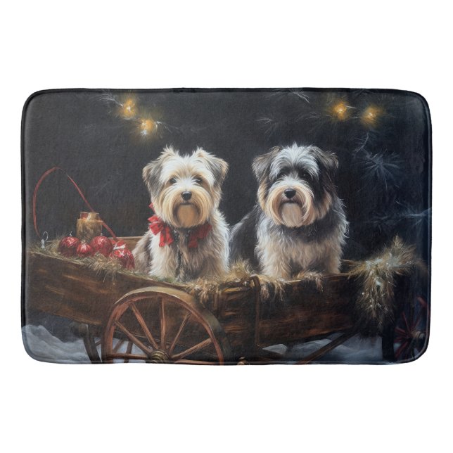 Biewer Terrier Snöig släde juldekoration Badrumsmatta (Framsidan)
