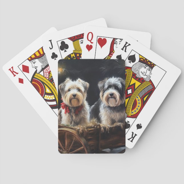 Biewer Terrier Snöig släde juldekoration Casinokort (Baksidan)