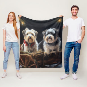 Biewer Terrier Snöig släde juldekoration Fleecefilt