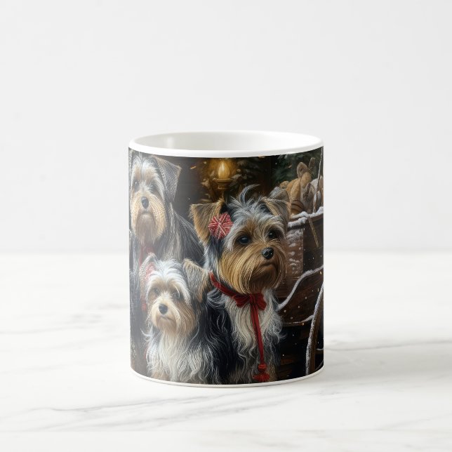 Biewer Terrier Snöig släde juldekoration Kaffemugg (Center)