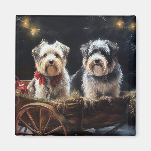 Biewer Terrier Snöig släde juldekoration Magnet (Framsidan)