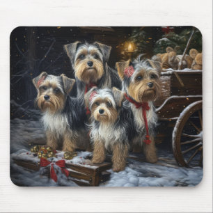 Biewer Terrier Snöig släde juldekoration Musmatta