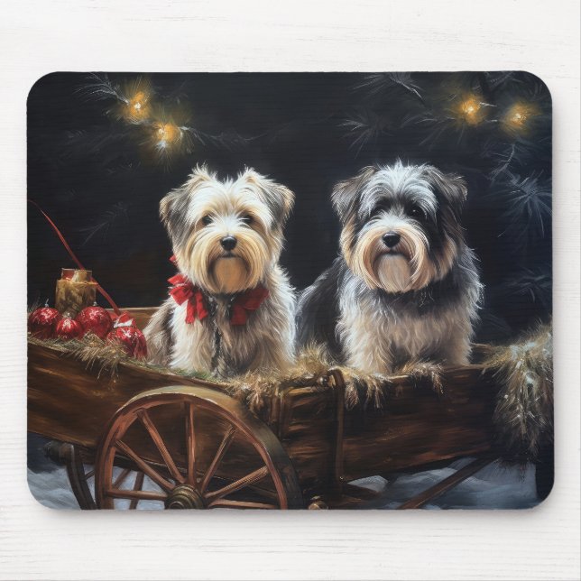 Biewer Terrier Snöig släde Juldekoration Musmatta (Framsidan)