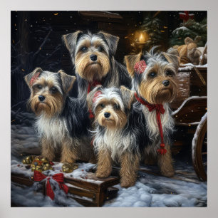 Biewer Terrier Snöig släde juldekoration Poster