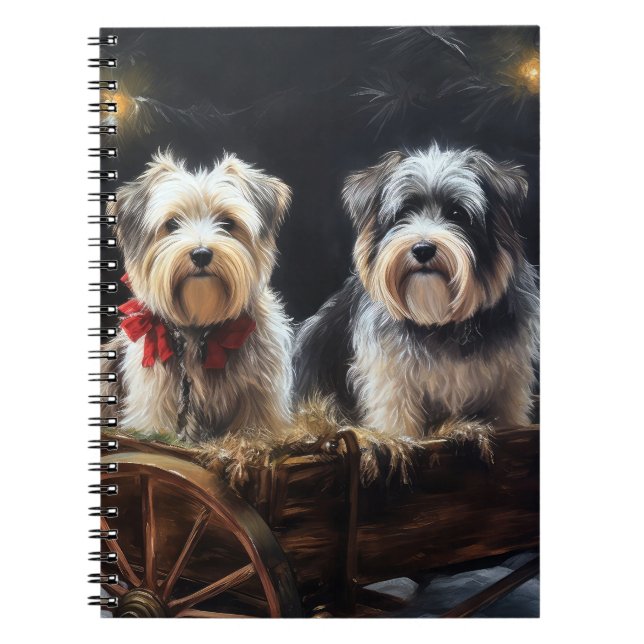 Biewer Terrier Snowy Sleigh-juldekretet Anteckningsbok (Framsidan)