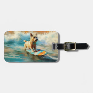 Biewer Terrier Strand Surfing Måleri Bagagebricka