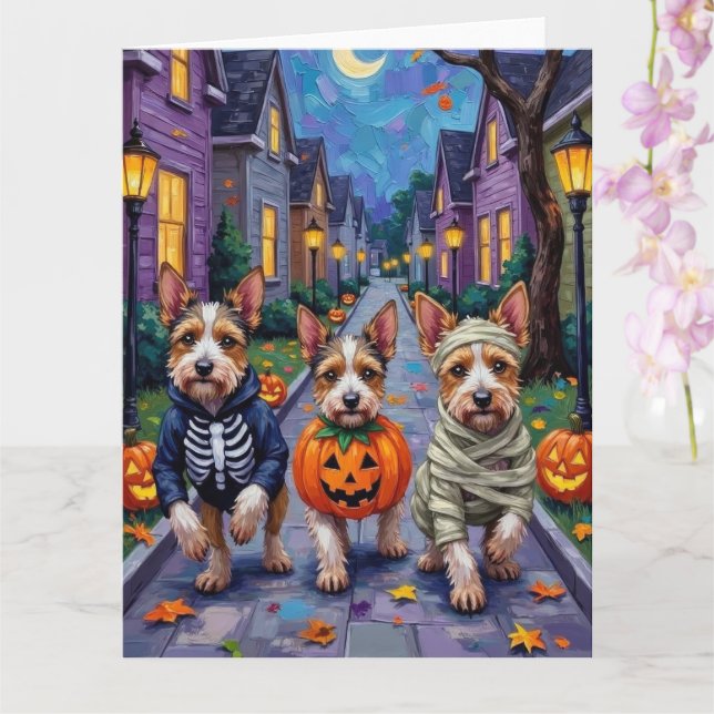 Biewer Terrier Trick-or-Treating Halloween Costume Kort (Orkide)