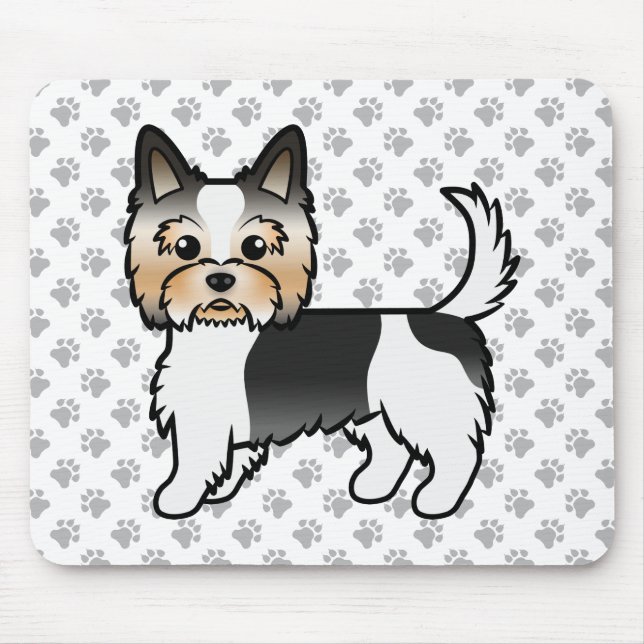 Biewer Terrier / Yorkie Cute Tecknad hund & Tassar Musmatta (Framsidan)