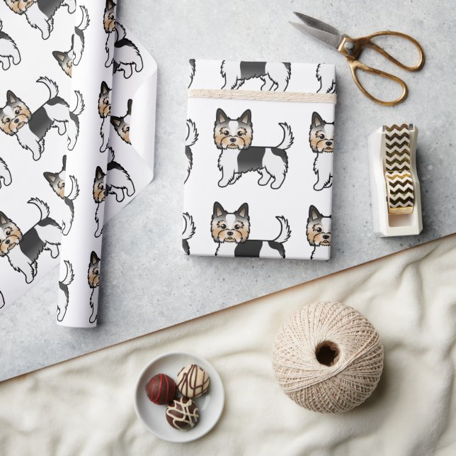 Biewer Terrier Yorkshire Terrier Sött Hundmönster Presentpapper (Hantverk)
