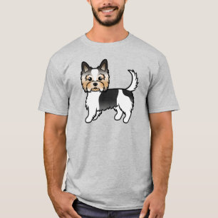 Biewer Terrier Yorkshire Terrier Sött Tecknat Hund T Shirt