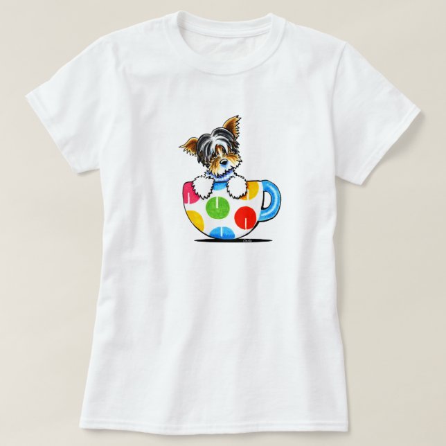 Biewer Yorkie Polka Dot Kopp T-Shirt (Design framsida)