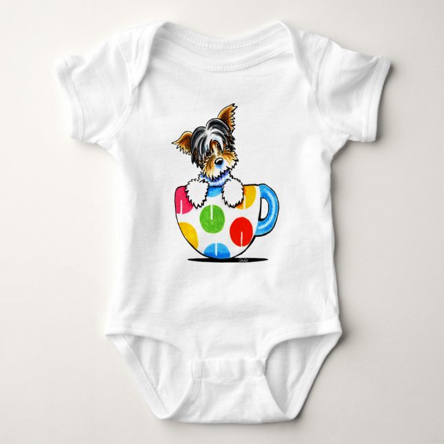 Biewer Yorkie Polka Dot Kopp Tee Shirt (Framsida)