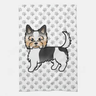 Biewer Yorkshire Terrier Tecknad hund & Tassar Kökshandduk