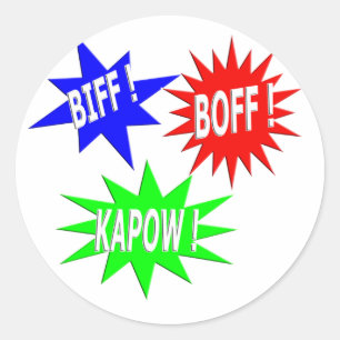 Biff Boff Kapow Sticker Runt Klistermärke