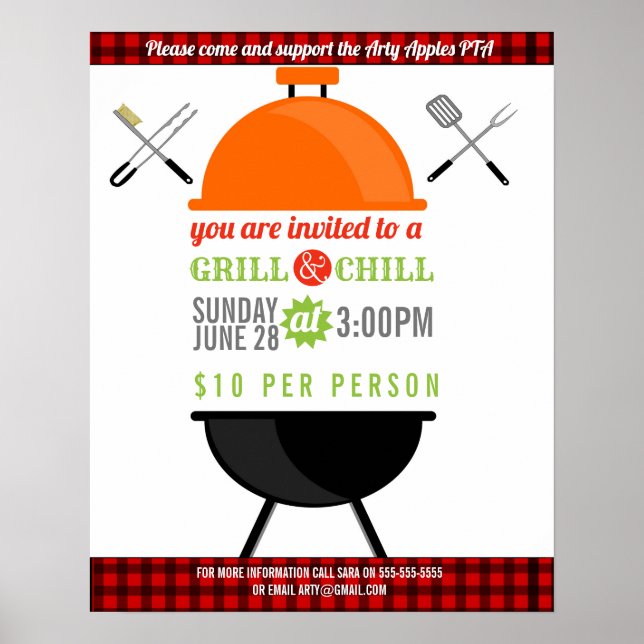 Biff Chill grill Fundraiser School PTO PTA välgöre Poster (Framsidan)