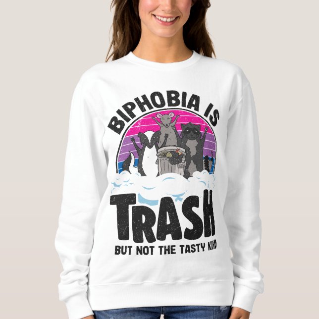 Bifobia är Sopor Opossum Raccoon Bisexual Flagga B T Shirt (Framsida)