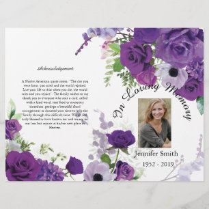 BiFold Lila Ro-begravningsprogram Reklamblad
