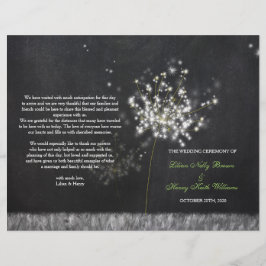 Bifold Program Bröllop för Glittery Blommigt Chalk