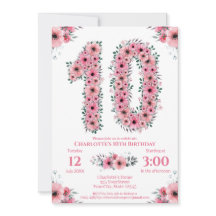 Big 10th Birthday Grönt Foliage Girl Rosa Flowers