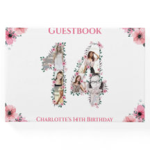 Big 14th Birthday Photo Collage Flower Girl White