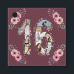 Big 16th Girl Birthday Photo Collage Rosa Flower Gåvor Etiketter<br><div class="desc">Skapa en sextonde födelsedag med åtta fotonamar i ett stort nummer sexton. Dekorerad med vackra och vackra  blommor av rosa och grönt. Underbar 16:e sweet sixteen födelsedagspresent till flickor. Personlig nummer 16 fotokollage för en unik och mycket speciell produkt.</div>