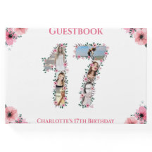 Big 17:e födelsedag Photo Collage Flower Girl Whit